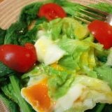 温玉で食べる菜の花サラダ